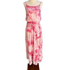 Cat & Jack Pink Tie Dye Maxi Dress Boho Beach Festival Airy Hippie Resortwear XL